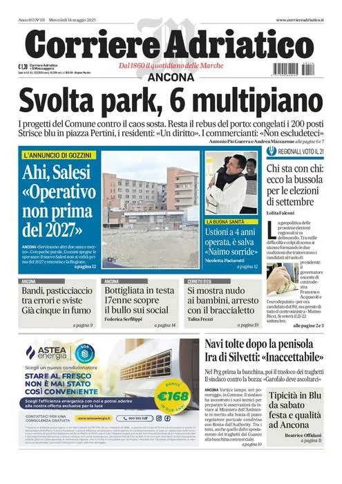 Prima-pagina-corriere adriatico-edizione-di-oggi-14-05-2025